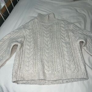 H&M Cable Knit Turtleneck Sweater - White